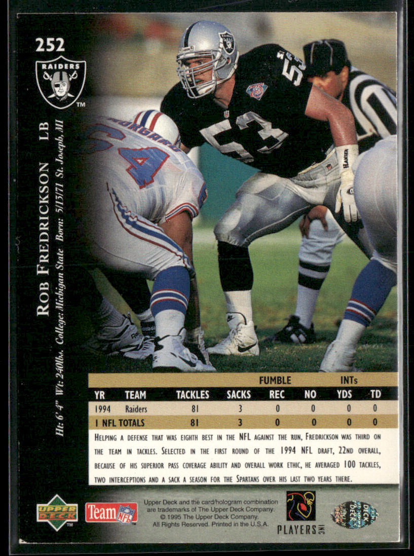 Rob Fredrickson 1995 Upper Deck #252 Oakland Raiders