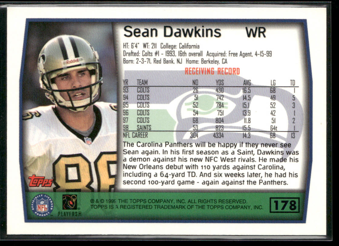 Sean Dawkins 1999 Topps #178 Seattle Seahawks