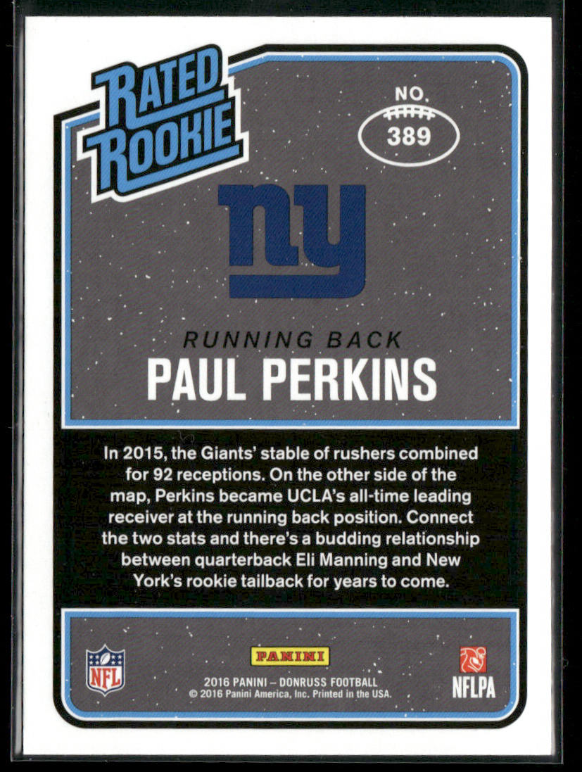 Paul Perkins 2016 Donruss #389 RC New York Giants