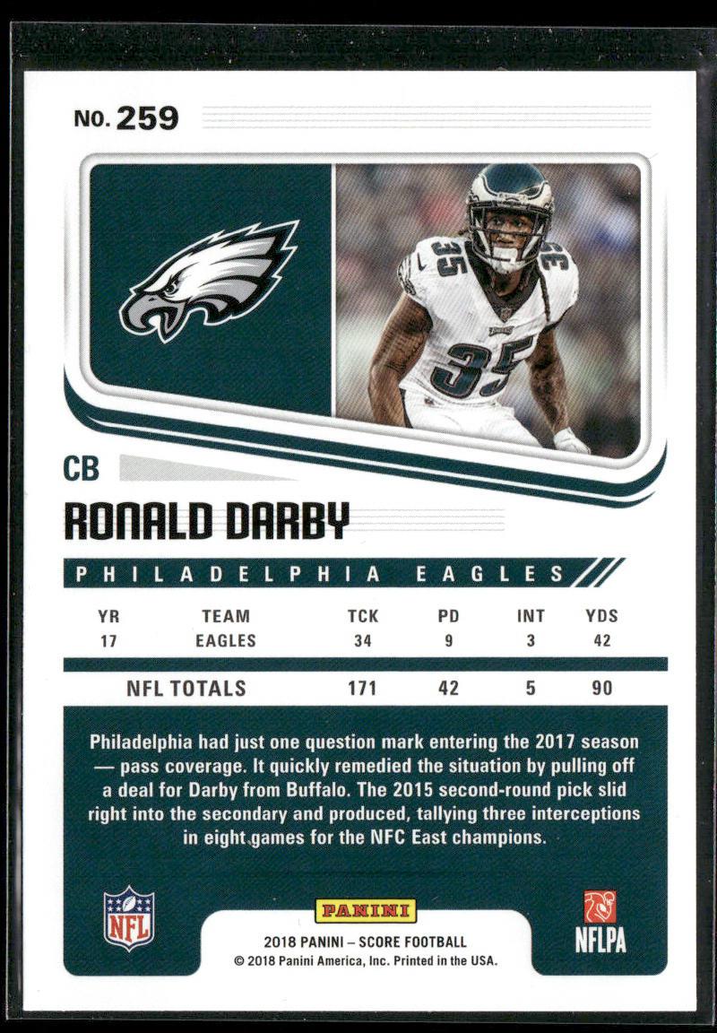 Ronald Darby 2018 Score #259 Philadelphia Eagles