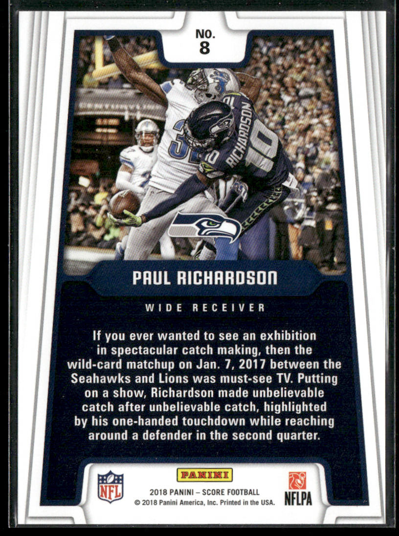 Paul Richardson 2018 Score All Hands Team #8 Seattle Seahawks