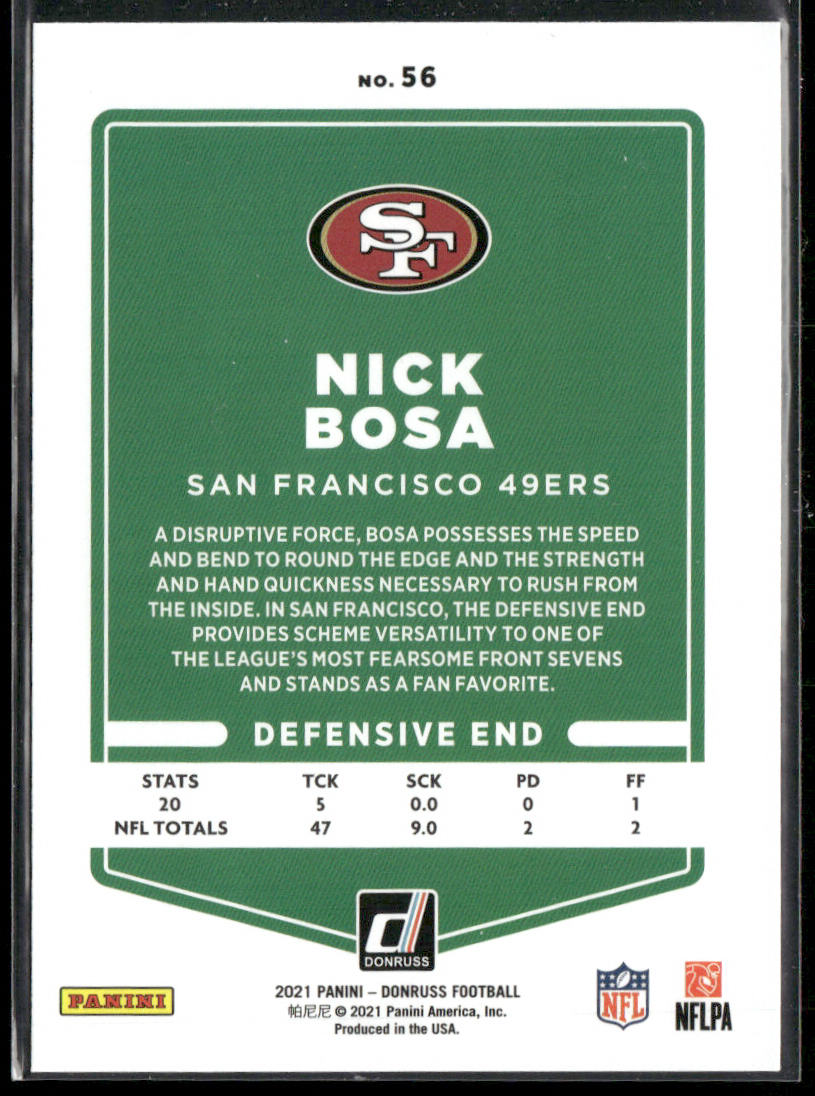 Nick Bosa 2021 Donruss #56 San Francisco 49ers