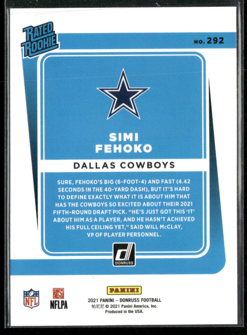 Simi Fehoko 2021 Donruss #292 RC Dallas Cowboys