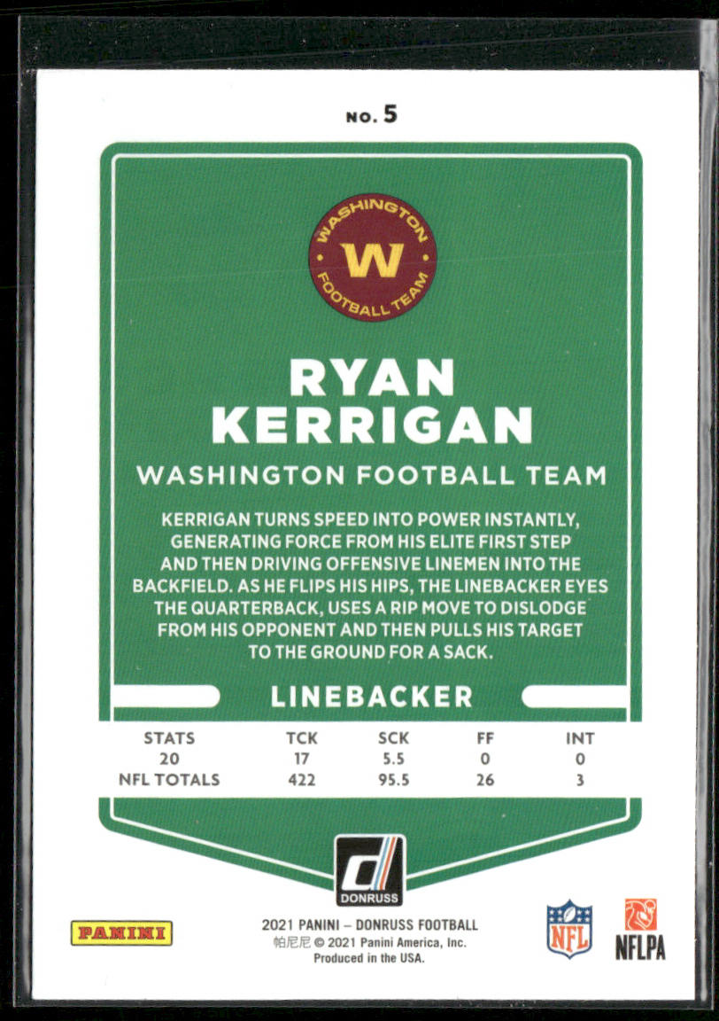 Ryan Kerrigan 2021 Donruss #5 Washington Football Team