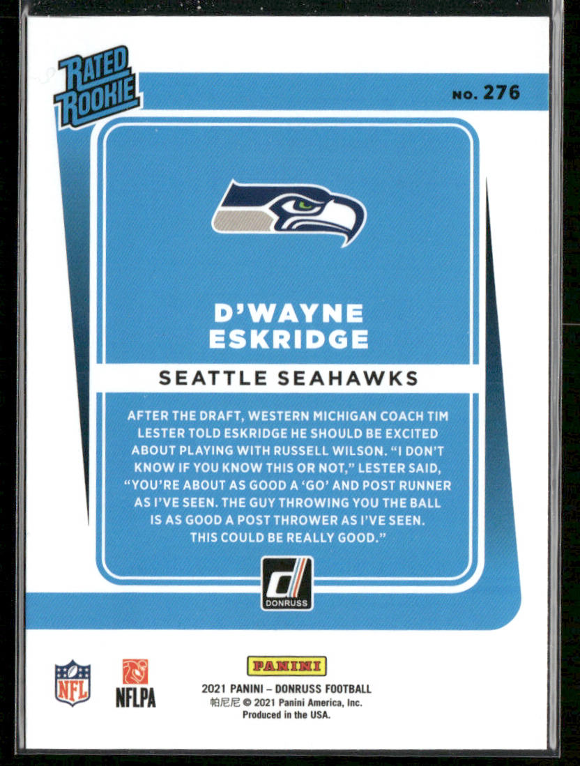 D'Wayne Eskridge 2021 Donruss #276 RC Seattle Seahawks