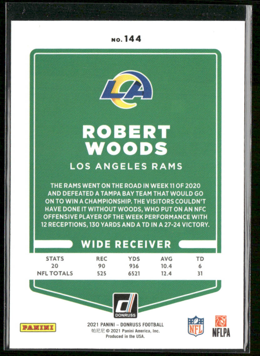 Robert Woods 2021 Donruss #144 Los Angeles Rams