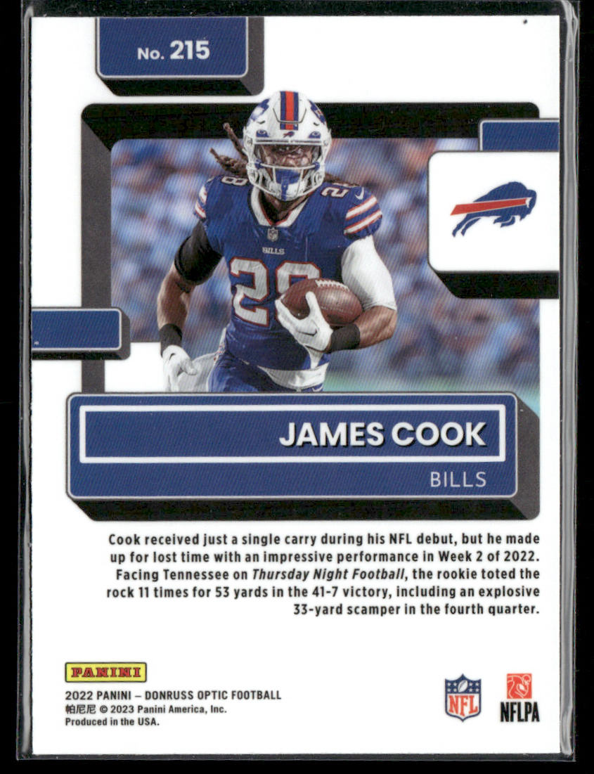 James Cook 2022 Donruss Optic #215 RC Buffalo Bills