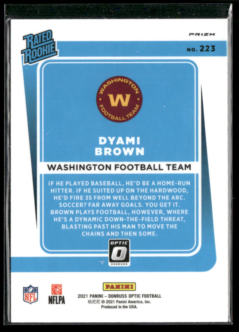 Dyami Brown 2021 Donruss Optic Holo #223 RC Washington Football Team back