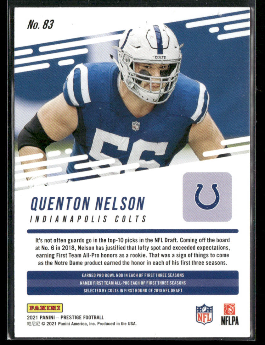 Quenton Nelson 2021 Panini Prestige #83 Indianapolis Colts