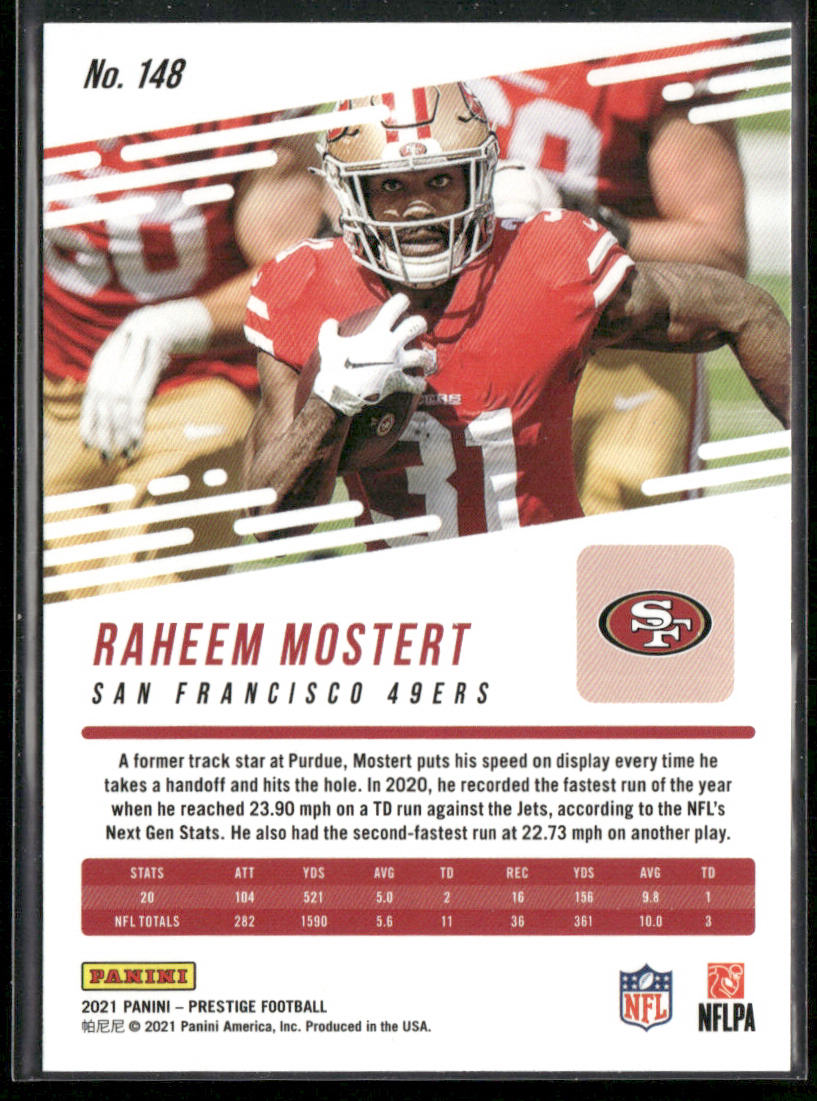 Raheem Mostert 2021 Panini Prestige #148 San Francisco 49ers