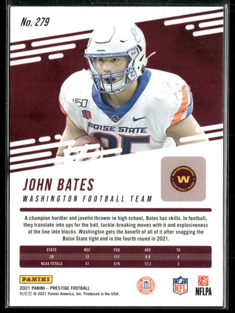 John Bates 2021 Panini Prestige #279 RC Washington Football Team