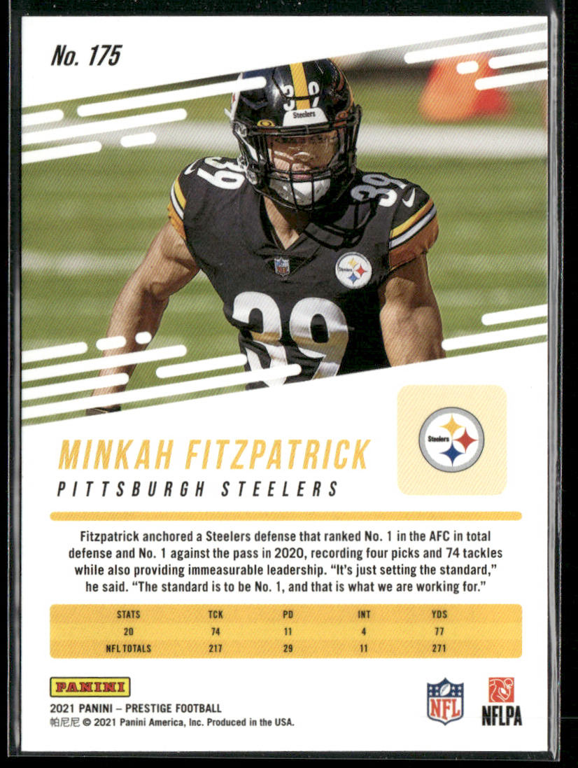 Minkah Fitzpatrick 2021 Panini Prestige #175 Pittsburgh Steelers