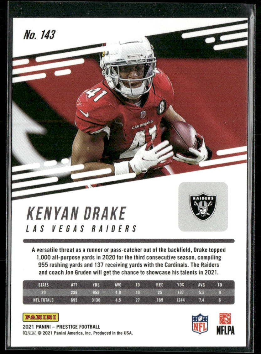 Kenyan Drake 2021 Panini Prestige #143 Las Vegas Raiders back