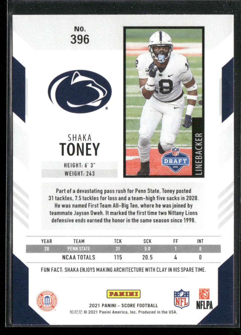 Shaka Toney 2021 Score #396 RC Penn State Nittany Lions
