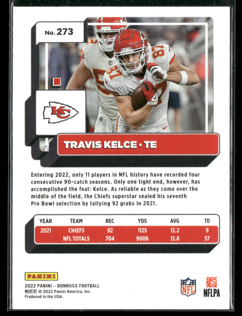Travis Kelce 2022 Donruss #273 Kansas City Chiefs back