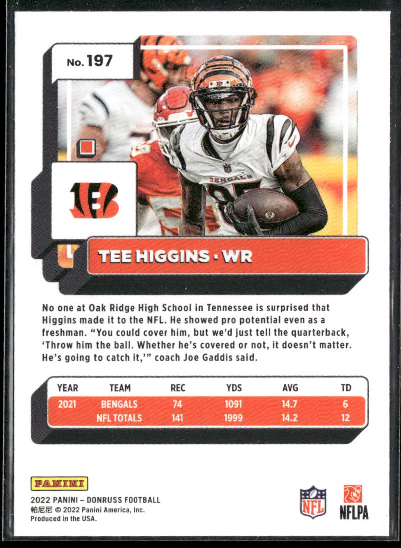 Tee Higgins 2022 Donruss #197 Cincinnati Bengals back