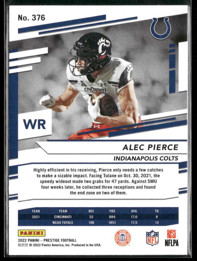 Alec Pierce 2022 Panini Prestige #376 RC Indianapolis Colts