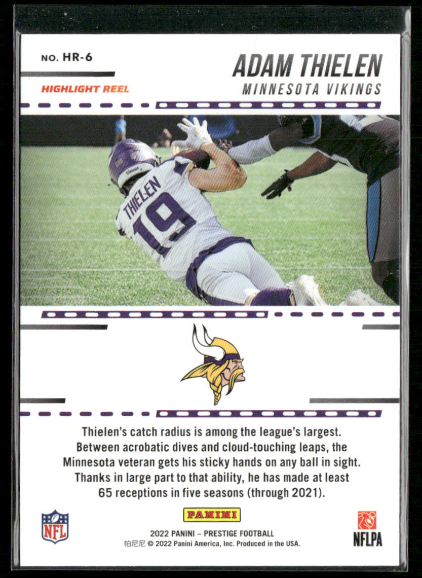 Adam Thielen 2022 Panini Prestige Highlight Reel #HR-6 Minnesota Vikings back