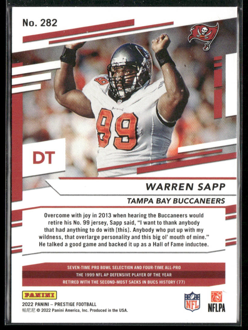 Warren Sapp 2022 Panini Prestige #282 Tampa Bay Buccaneers back