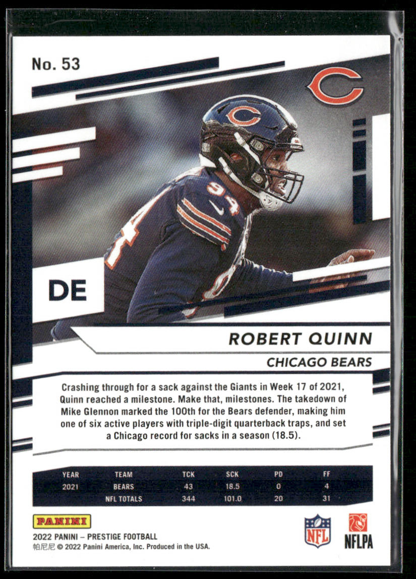 Robert Quinn 2022 Panini Prestige #53 Chicago Bears