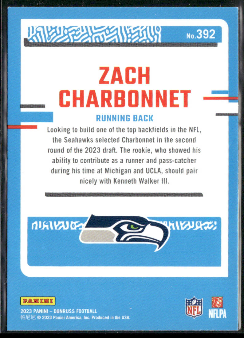 Zach Charbonnet 2023 Donruss #392 RC Seattle Seahawks