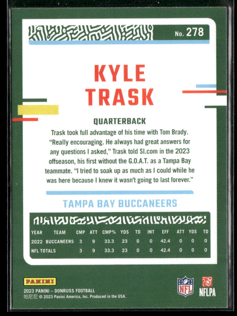 Kyle Trask 2023 Donruss #278 Tampa Bay Buccaneers back