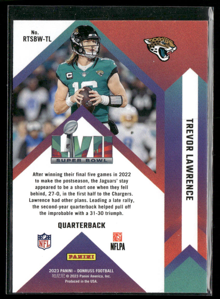 Trevor Lawrence 2023 Donruss Road to the Super Bowl Wild Card #RTSBW-TL Jaguars