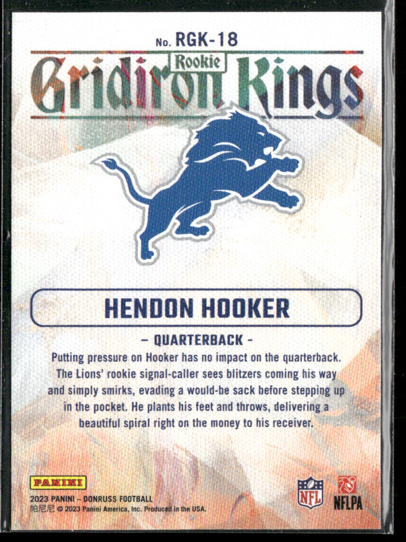 Hendon Hooker 2023 Donruss Rookie Gridiron Kings #RGK-18 Detroit Lions