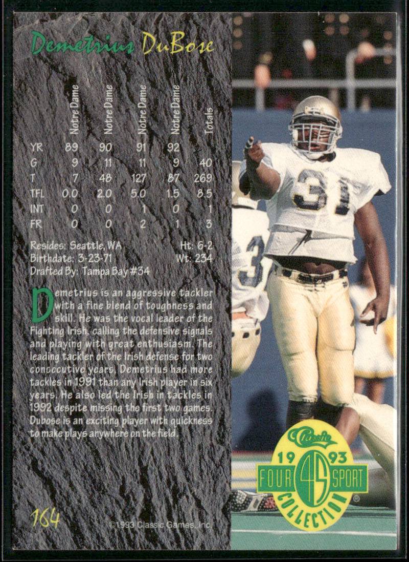 Demetrius DuBose 1993 Classic Four Sport #164