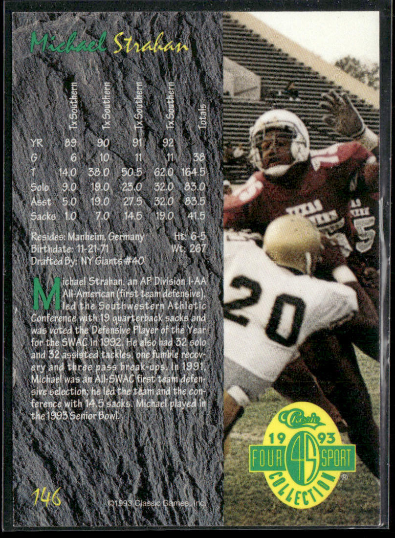 Michael Strahan 1993 Classic Four Sport #146