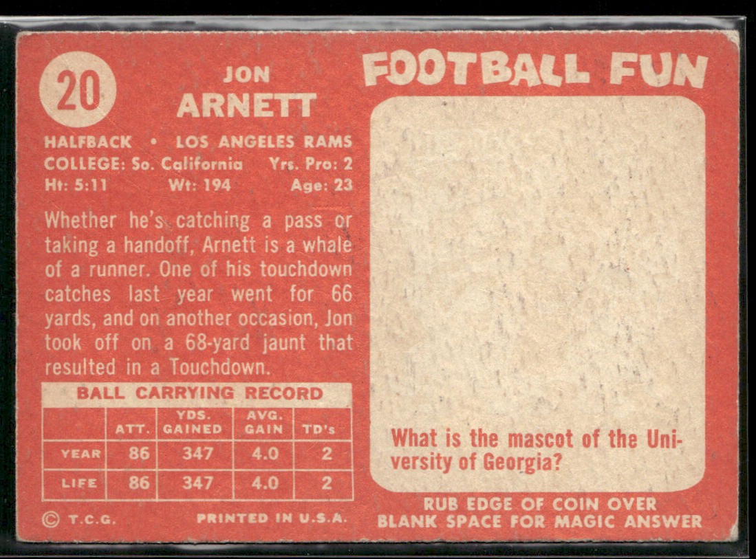 Jon Arnett 1958 Topps #20 RC Los Angeles Rams
