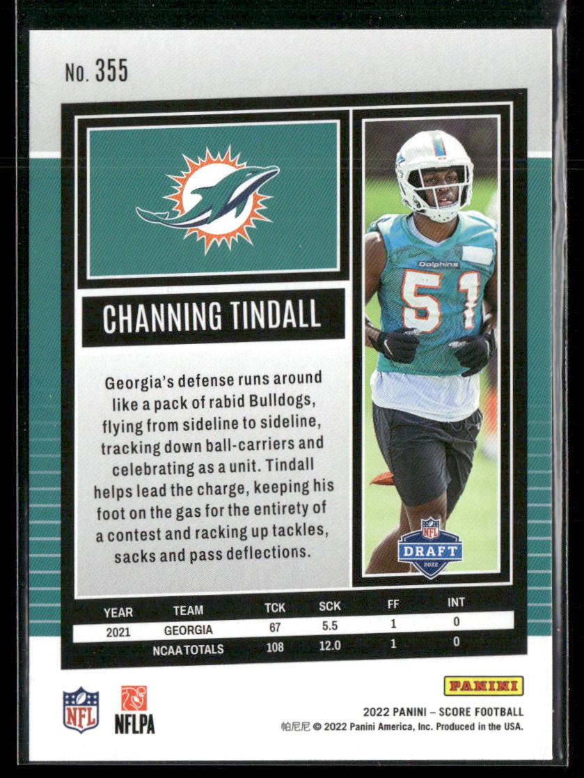 Channing Tindall 2022 Score #355 RC Miami Dolphins