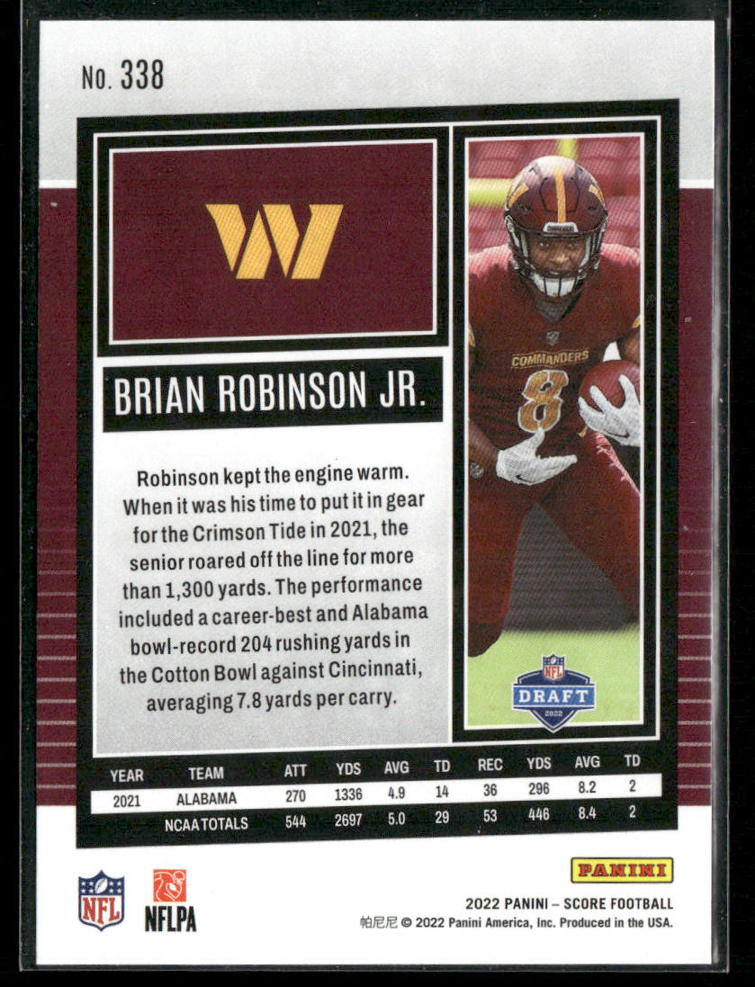 Brian Robinson Jr. 2022 Score #338 RC Washington Commanders