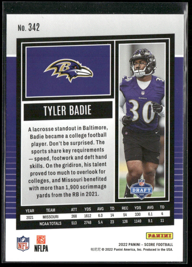 Tyler Badie 2022 Score #342 RC Baltimore Ravens