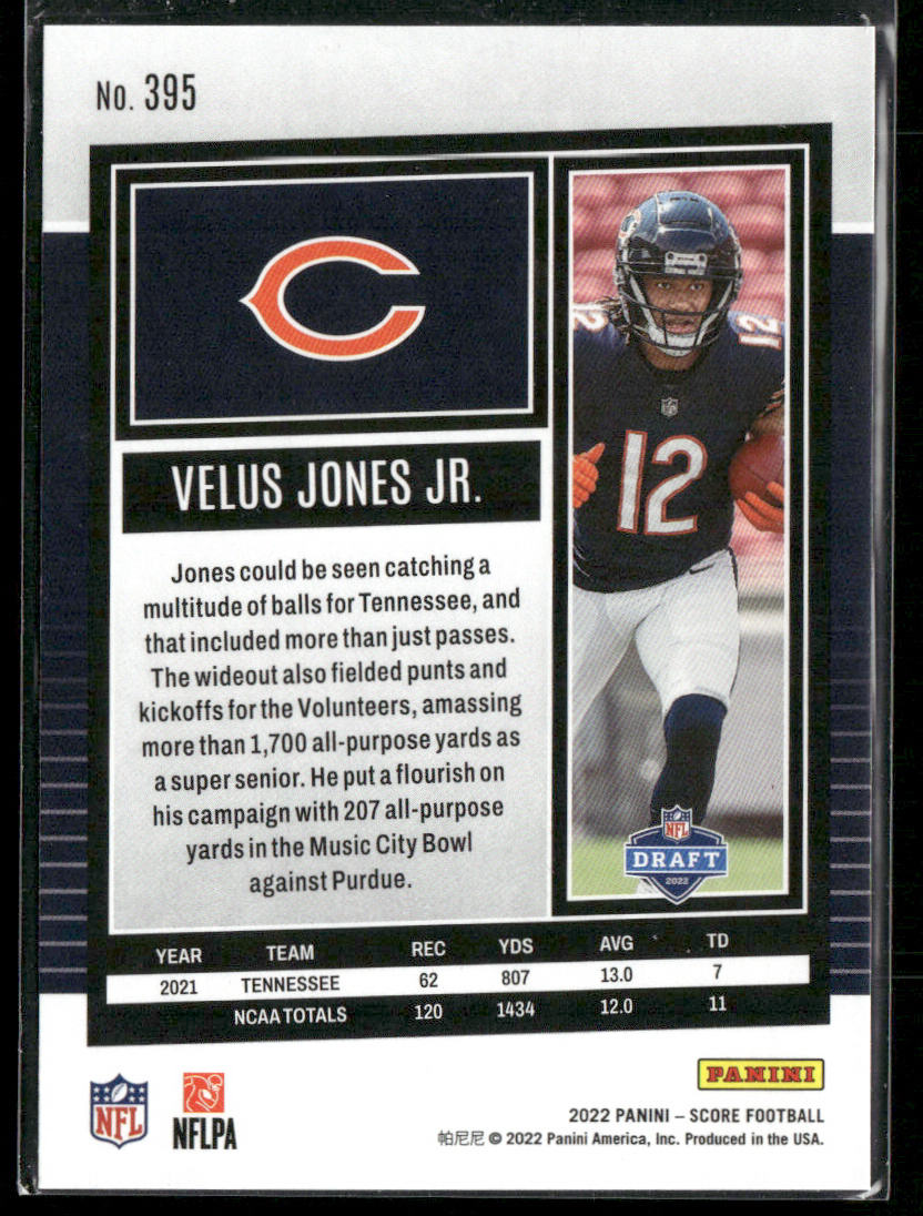 Velus Jones Jr. 2022 Score #395 RC Chicago Bears