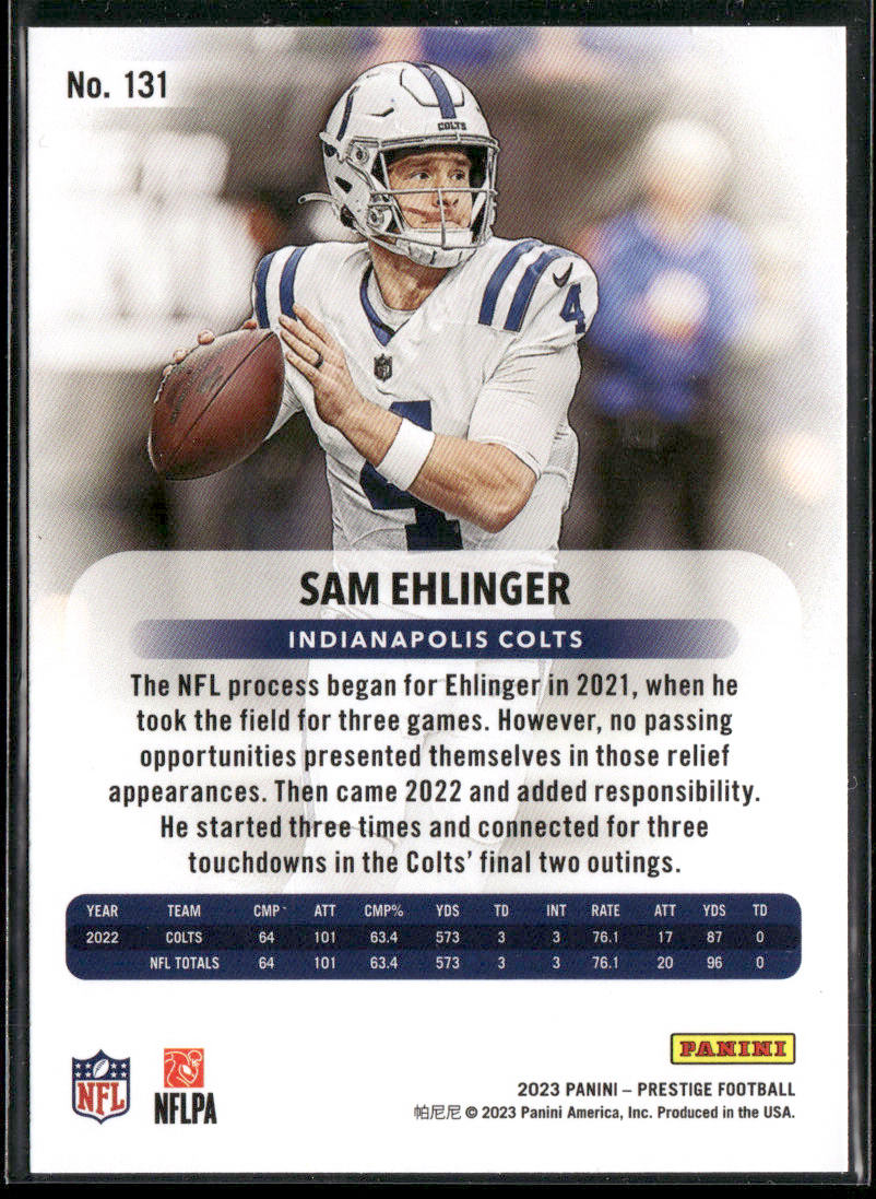 Sam Ehlinger 2023 Panini Prestige #131 Indianapolis Colts