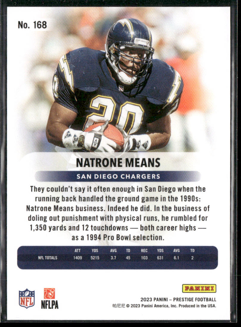 Natrone Means 2023 Panini Prestige #168 San Diego Chargers