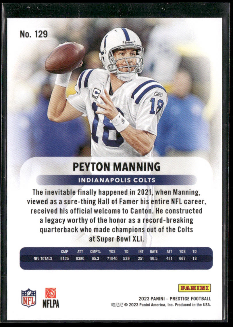 Peyton Manning 2023 Panini Prestige #129 Indianapolis Colts