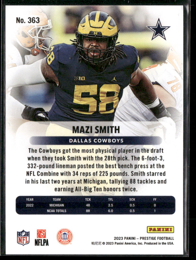 Mazi Smith 2023 Panini Prestige #363 RC Dallas Cowboys