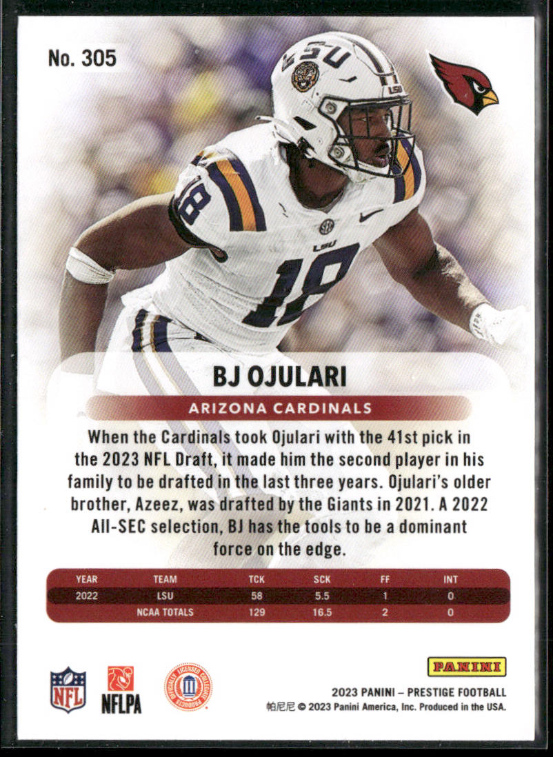 BJ Ojulari 2023 Panini Prestige #305 RC Arizona Cardinals