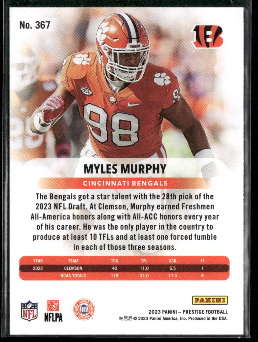 Myles Murphy 2023 Panini Prestige #367 RC Cincinnati Bengals