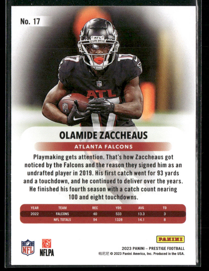Olamide Zaccheaus 2023 Panini Prestige #17 Atlanta Falcons