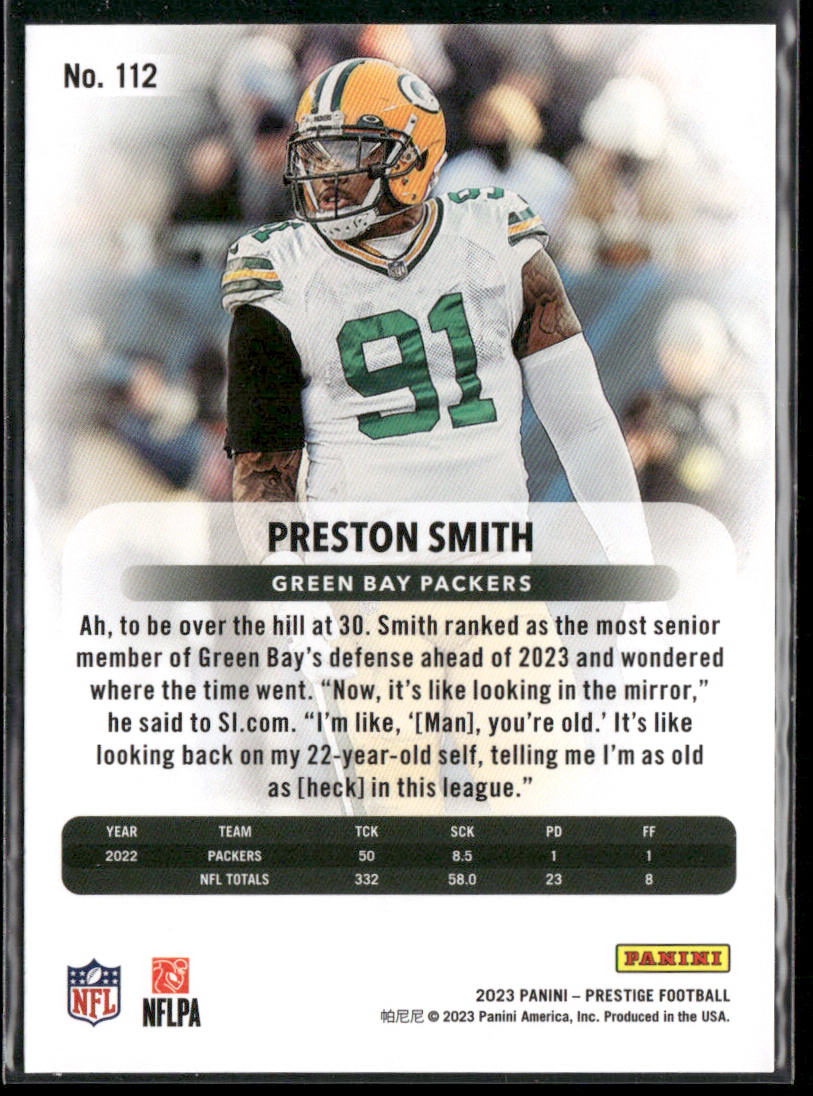 Preston Smith 2023 Panini Prestige #112 Green Bay Packers