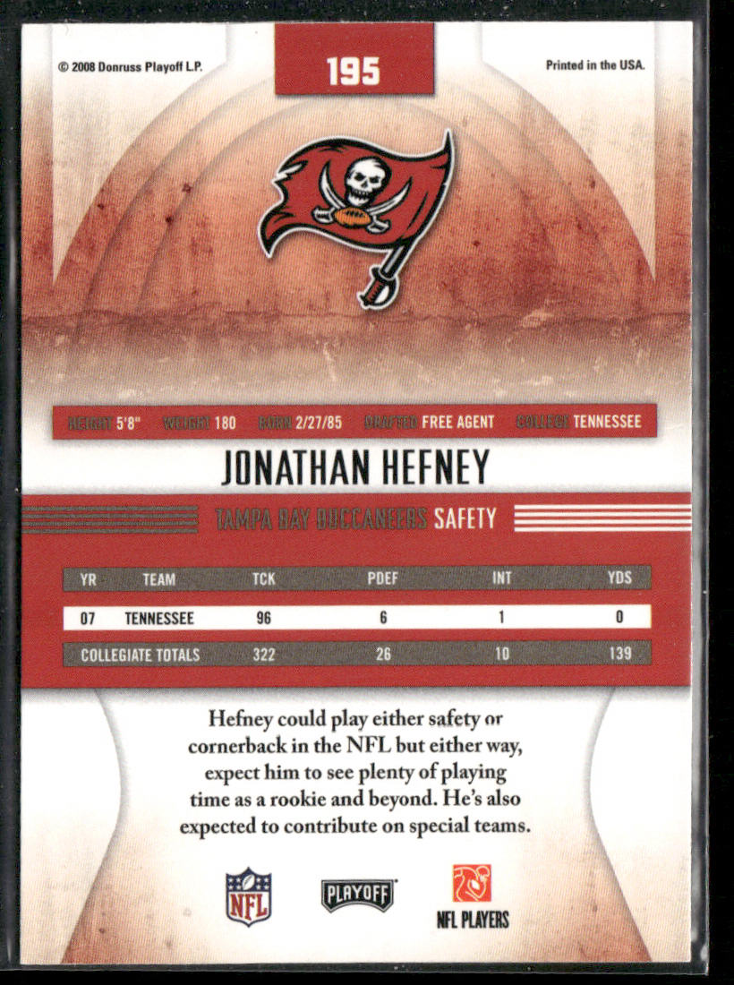 Jonathan Hefney 2008 Playoff Absolute Memorabilia Spectrum Red #195 RC