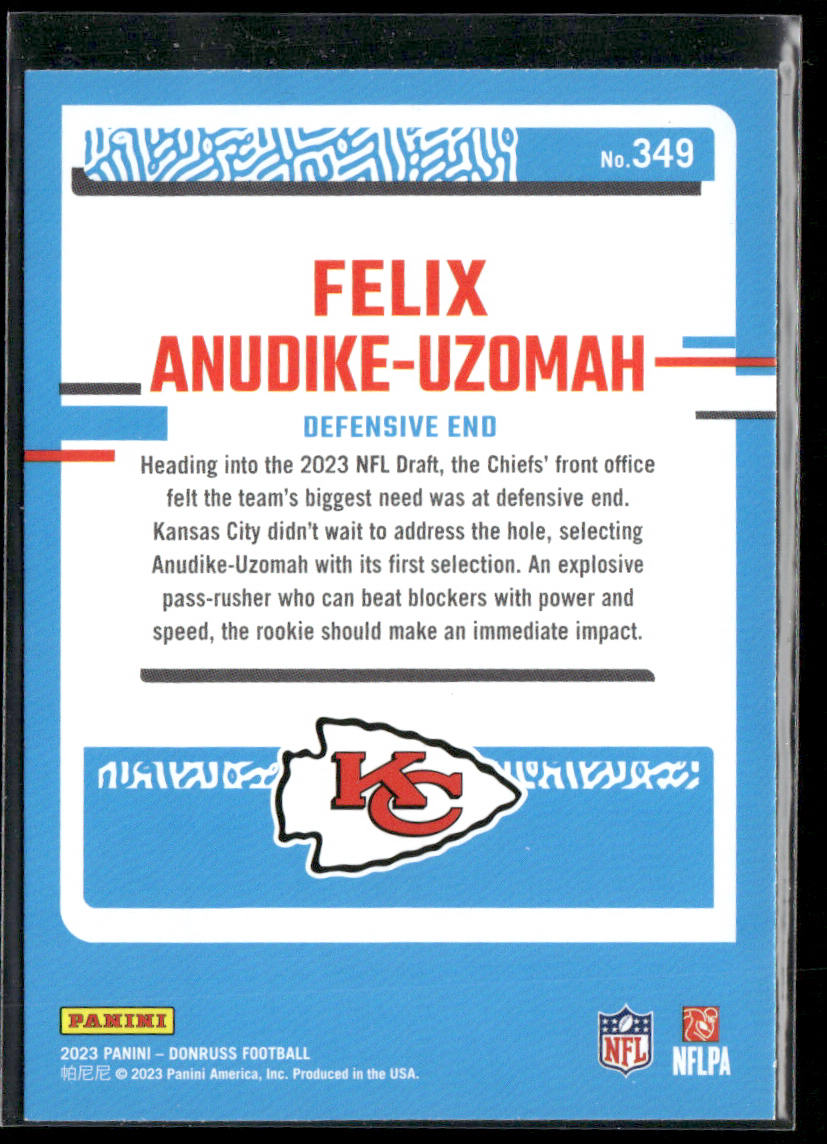 Felix Anudike-Uzomah 2023 Donruss #349 RC Kansas City Chiefs