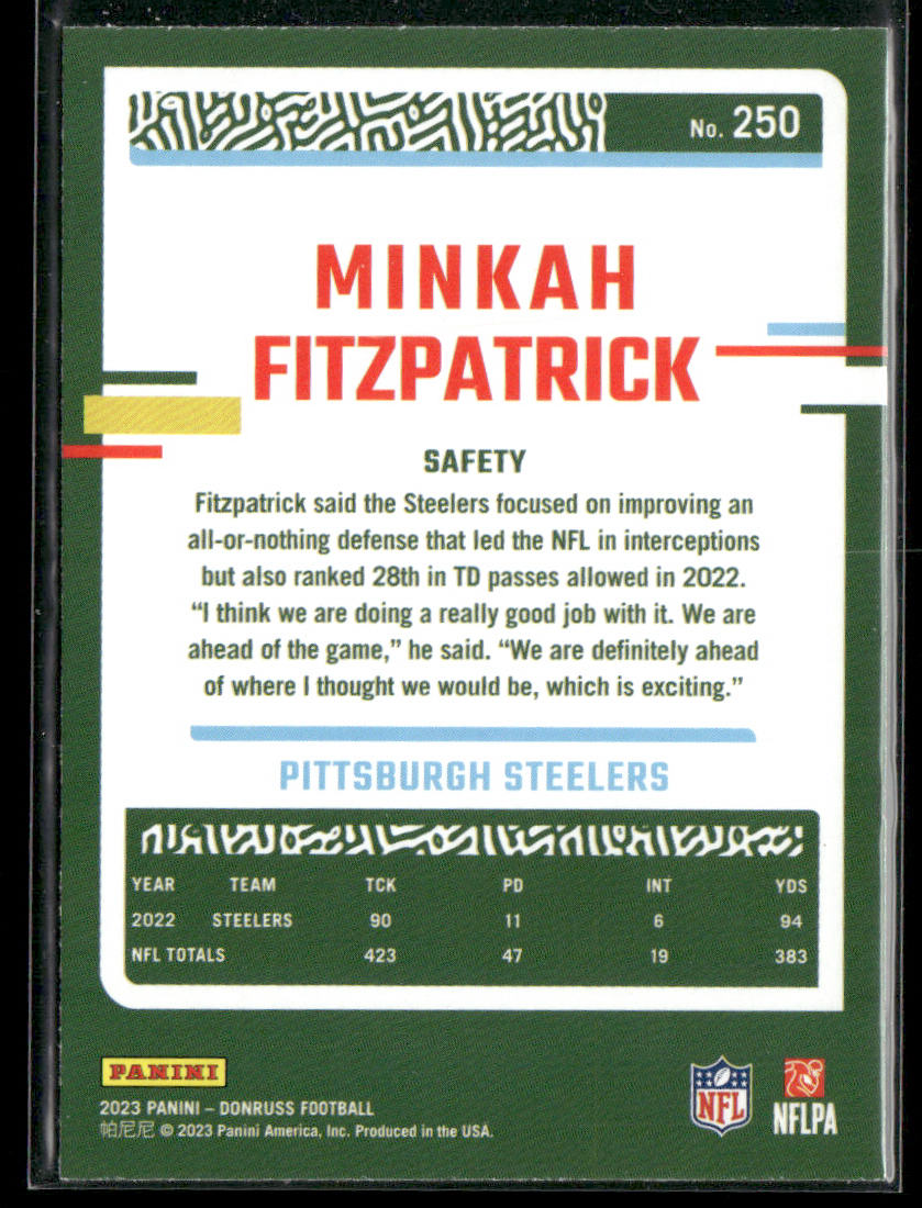 Minkah Fitzpatrick 2023 Donruss #250 Pittsburgh Steelers