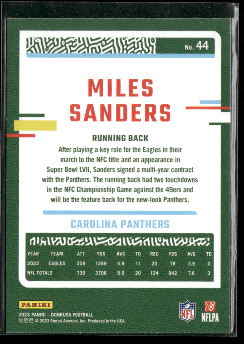 Miles Sanders 2023 Donruss #44 Carolina Panthers
