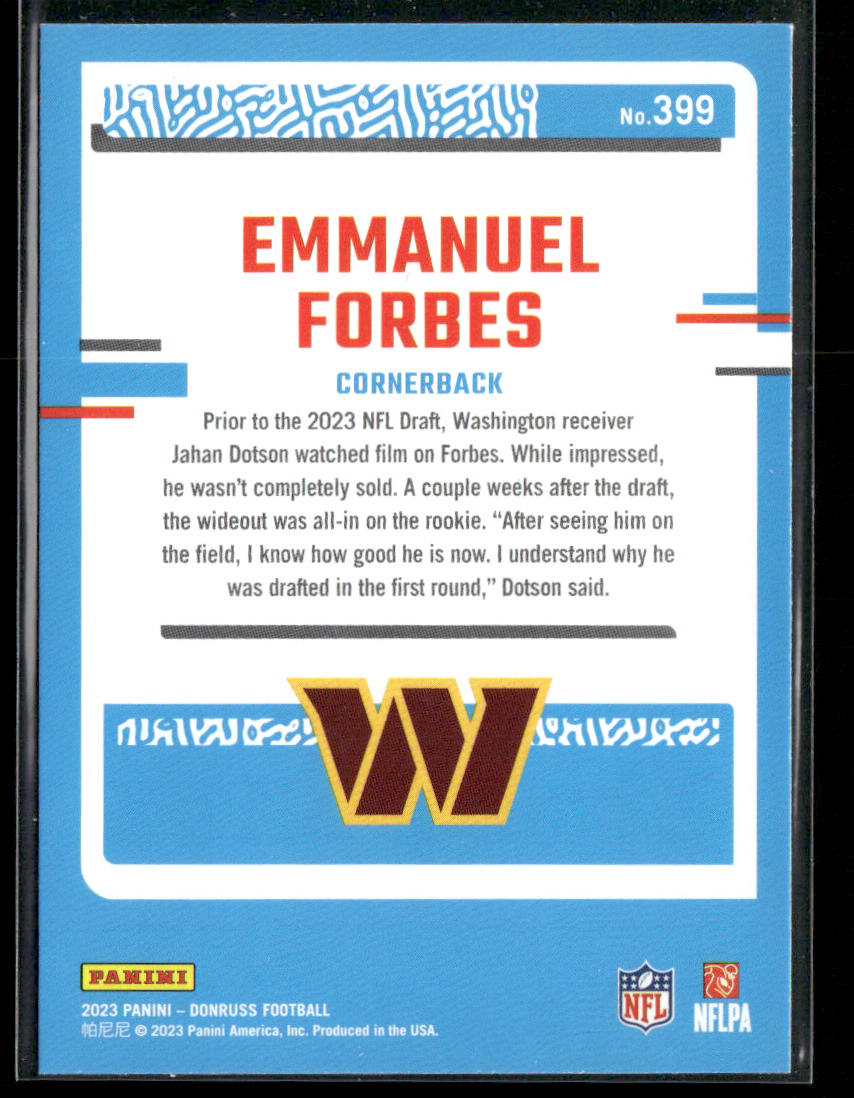 Emmanuel Forbes 2023 Donruss #399 RC Washington Commanders