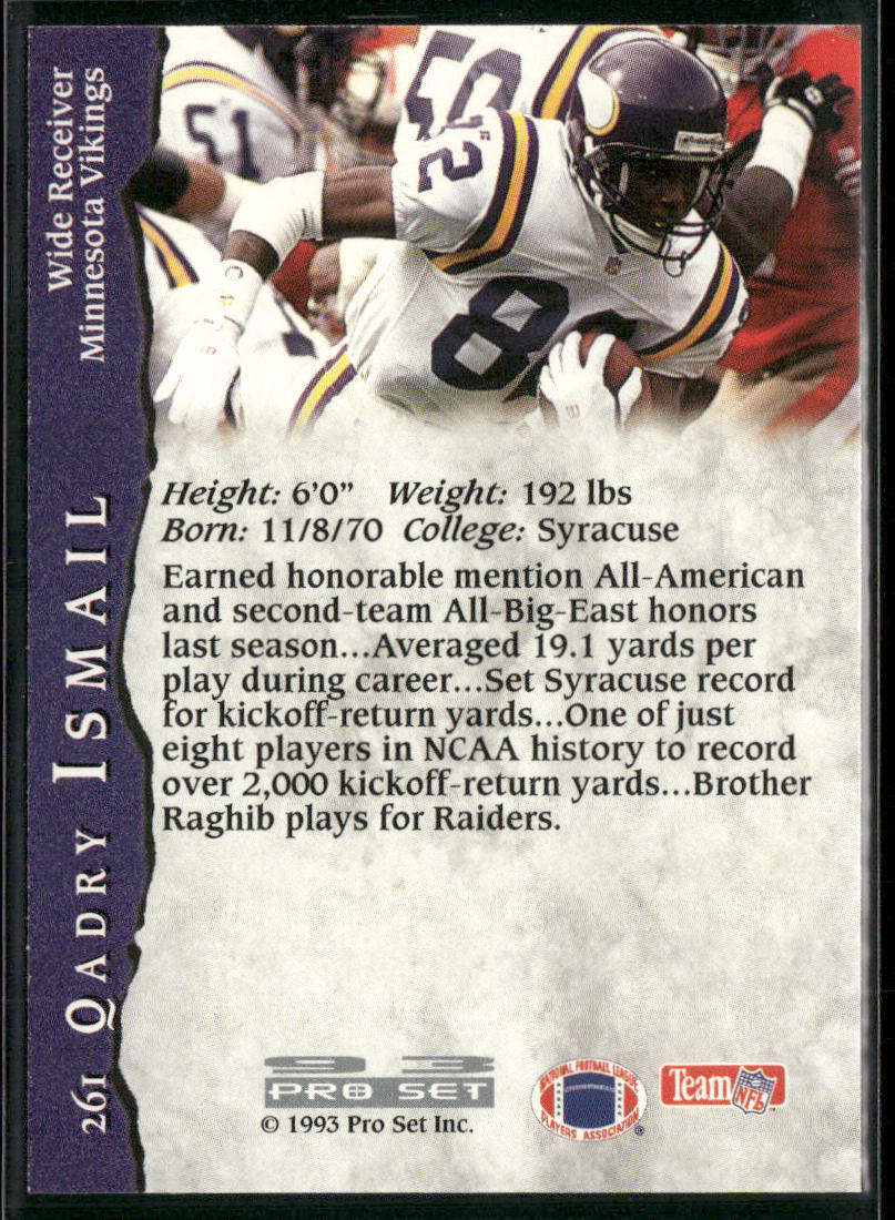Qadry Ismail 1993 Pro Set #261 RC Minnesota Vikings