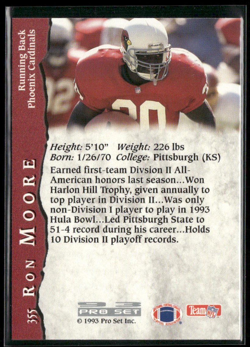 Ron Moore 1993 Pro Set #355 RC Phoenix Cardinals